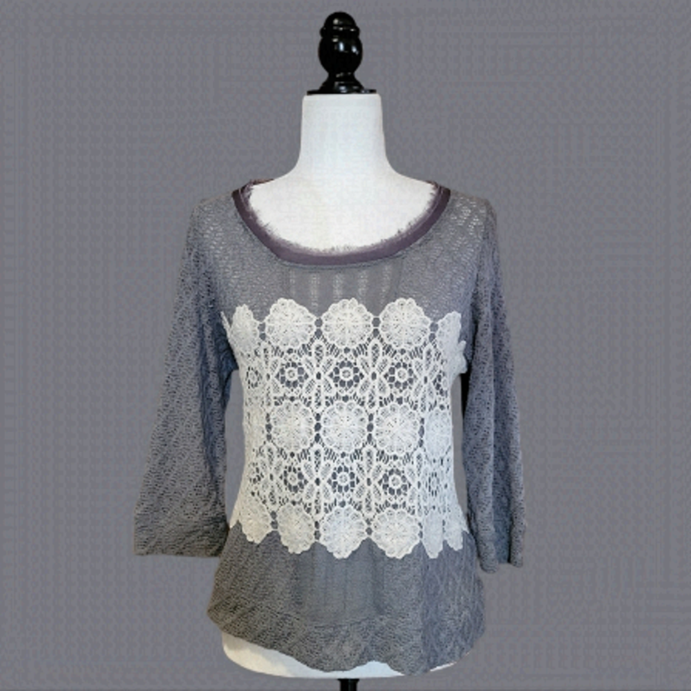 Meadow Rue Knit Sweater with Lace Accents